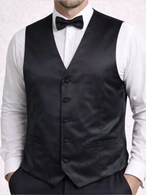 Carrot & Gibbs 100% Silk Formal Vest Black Large Made USA (A429)✨